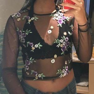 Mesh embroidered shirt